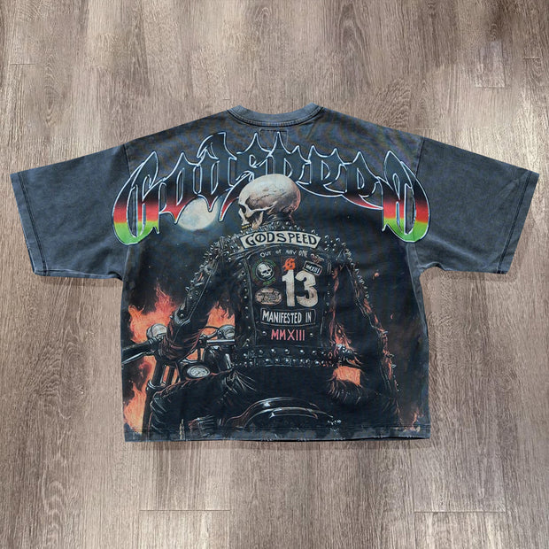 Personalized Motorcycle Rider Print Short Sleeve T-Shirt