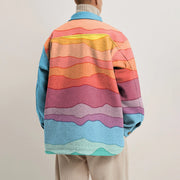 Fashion Rainbow Print Lapel Jacket