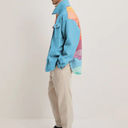 Fashion Rainbow Print Lapel Jacket