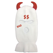 Cow horn knitted warm autumn and winter woolen hat embroidered ski mask