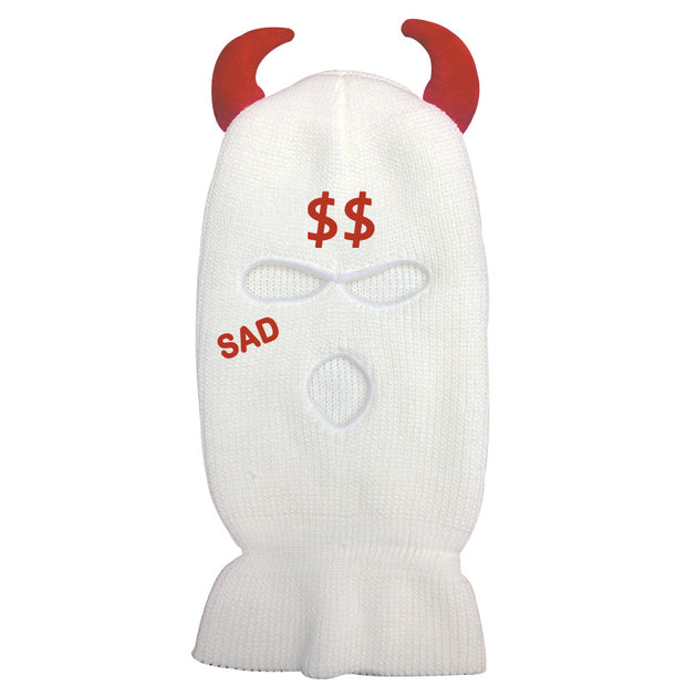 Cow horn knitted warm autumn and winter woolen hat embroidered ski mask