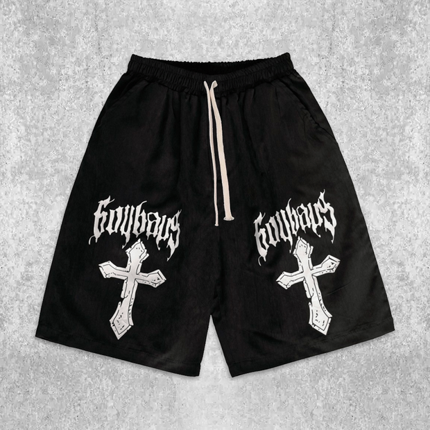 Street Cross Print Shorts