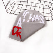 Lettering jacquard knitted hat