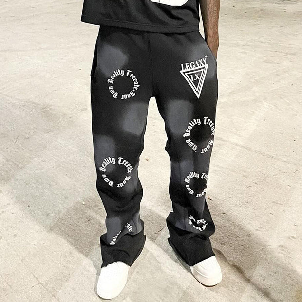 Letters Round Print Pocket Trousers