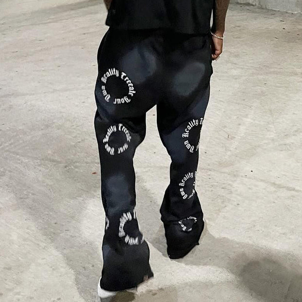 Letters Round Print Pocket Trousers