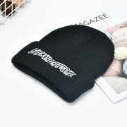 Letter embroidery knitted hat men and women couple warm and cold hat