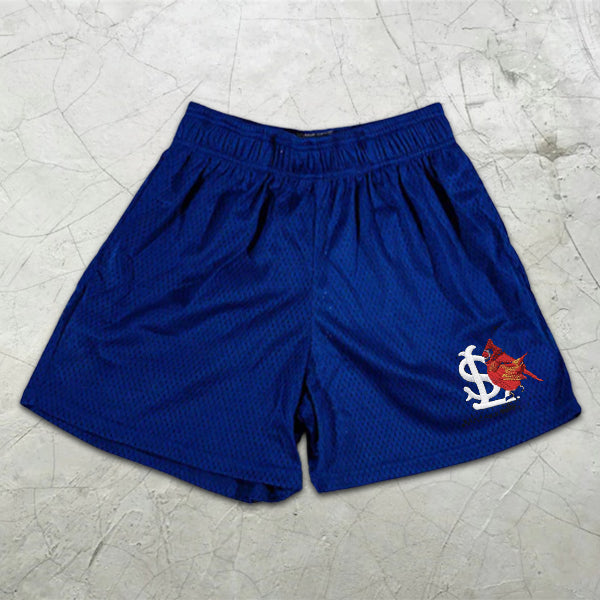 LS pigeon graphic print elastic shorts