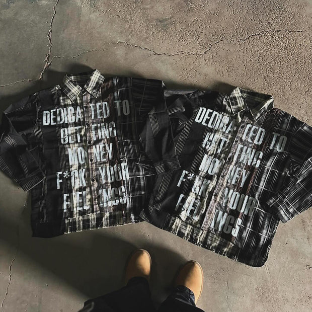 Colorful Plaid Vintage Stitching College Flannel Shirt