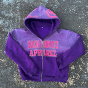 Casual personalized zipper printed gradient hoodie