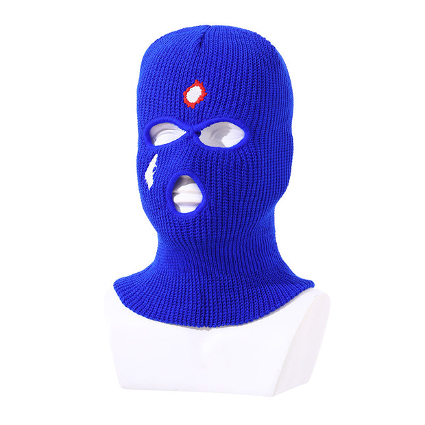 Balaclava three-hole hat outdoor riding headgear knitted warm ski mask