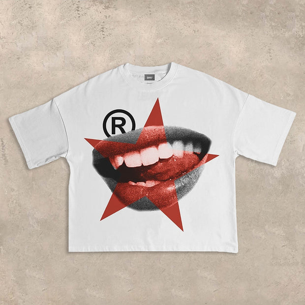 Vintage Lip Print T-Shirt