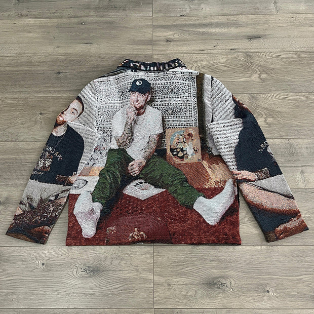 Stylish Character Print Long Sleeve Zipped Jacket