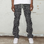 Trendy hip-hop printed pile pants