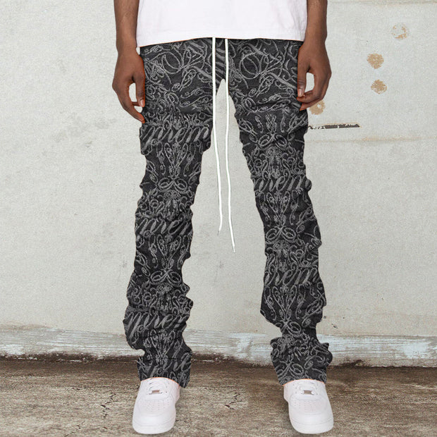 Trendy hip-hop printed pile pants
