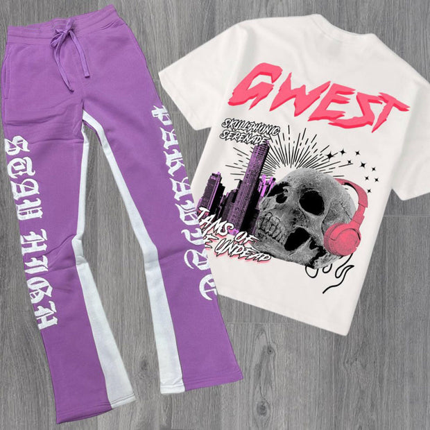 Immortal print casual street T-shirt and trousers two-piece suit