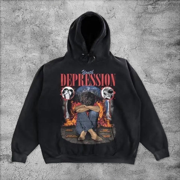 Casual retro frustrated hoodie