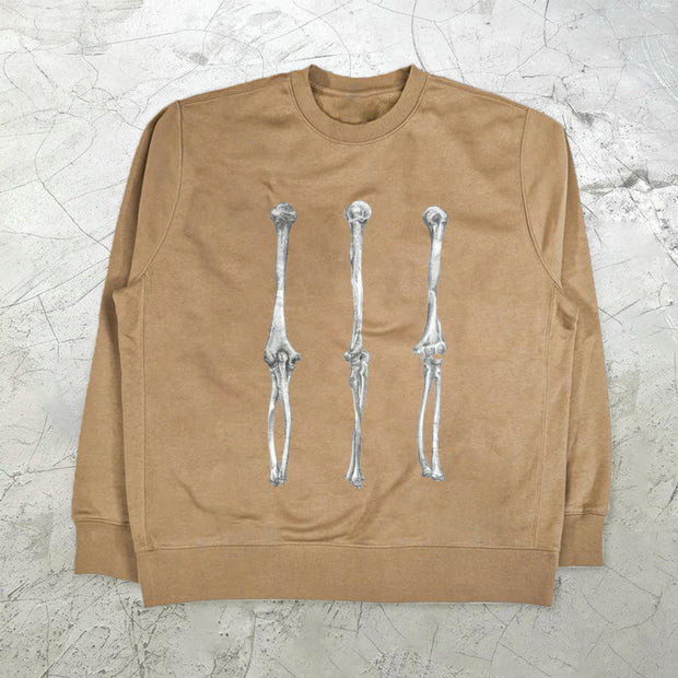 Bone Print Round Neck Street Round Neck Long Sleeve Sweatshirt