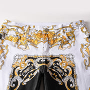 Color dial craft printing personality retro small straight denim trousers