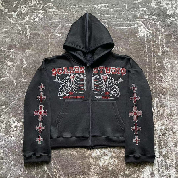 Cross demon contract casual street hoodie