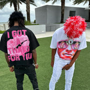 Casual street printed cotton T-shirt