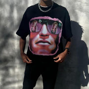 Casual street printed cotton T-shirt