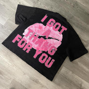 Casual street printed cotton T-shirt