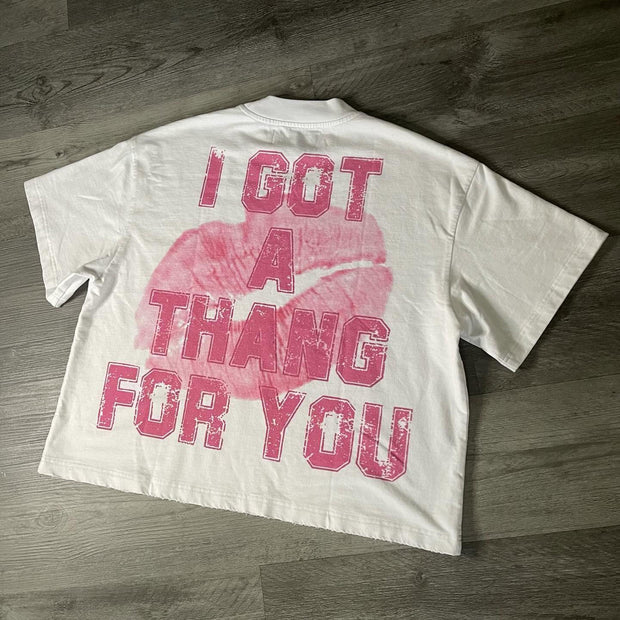 Casual street printed cotton T-shirt