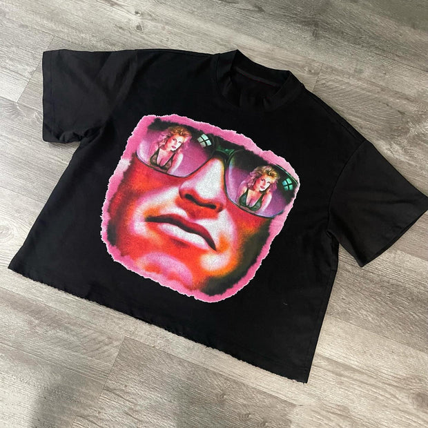 Casual street printed cotton T-shirt