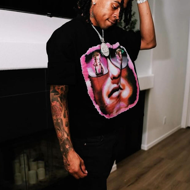 Casual street printed cotton T-shirt