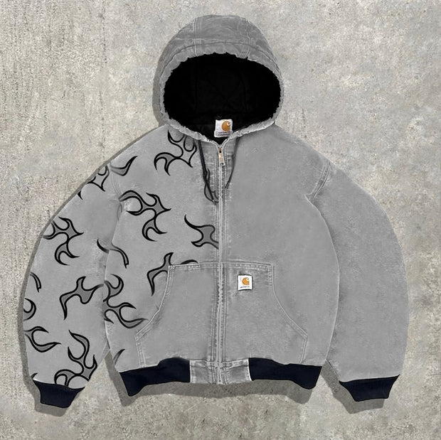 flame pattern lined jacket