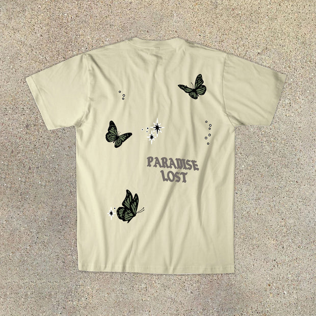 Butterfly casual street cut-sleeve T-shirt