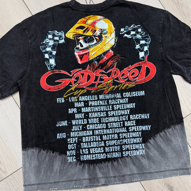 Vintage Washed Racing Graphic T-Shirt