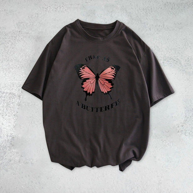 Butterfly casual loose couple short-sleeved T-shirt