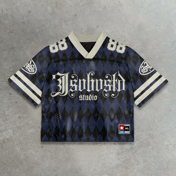 Diamond casual street football patchwork mesh jersey