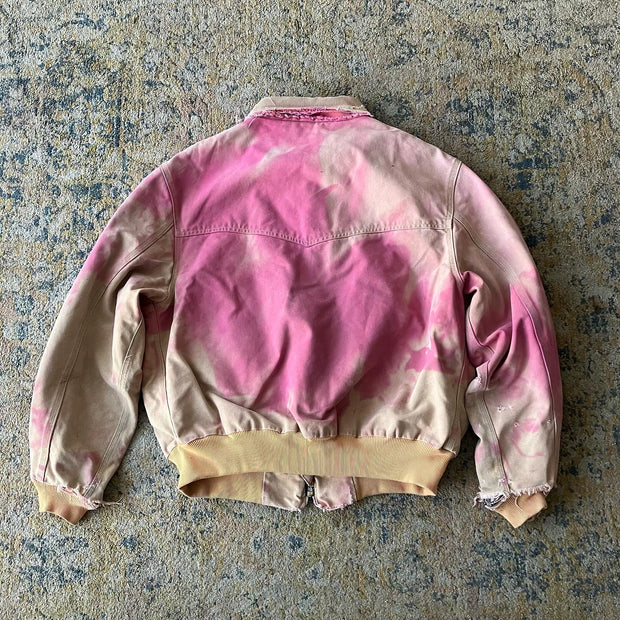 Tie-dye lapel fleece jacket