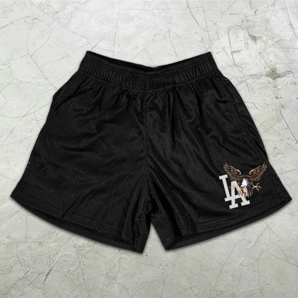 Eagle Logo Graphic Print Elastic Shorts