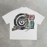 Casual street rock festival print T-shirt