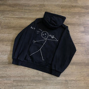 Casual style trendy design printed long-sleeved hoodie