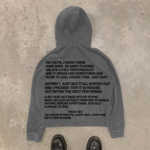 Casual Vintage Print Street Hoodie