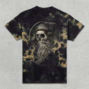 Skull Print Tie-Dye Short Sleeve T-Shirt