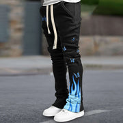 Trendy Flame Butterfly Print Slim Hip Hop Flared Pants