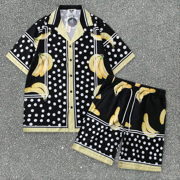 Casual Beach Trend Brand Loose Short Sleeve Shirt Shorts Suit