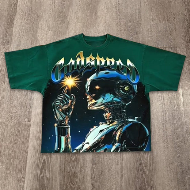 Skull Godspeed Print Short Sleeve T-Shirt