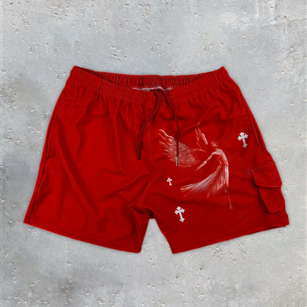 Statement street style angel print shorts