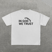 In God We Trust Jesus Print Short Sleeve T-Shirt