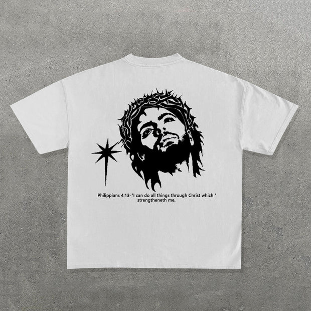 In God We Trust Jesus Print Short Sleeve T-Shirt