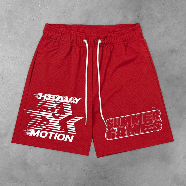 Chic casual preppy printed track shorts