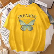 Casual loose butterfly print T-shirt