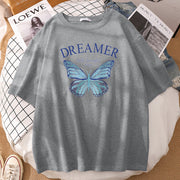 Casual loose butterfly print T-shirt