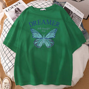Casual loose butterfly print T-shirt